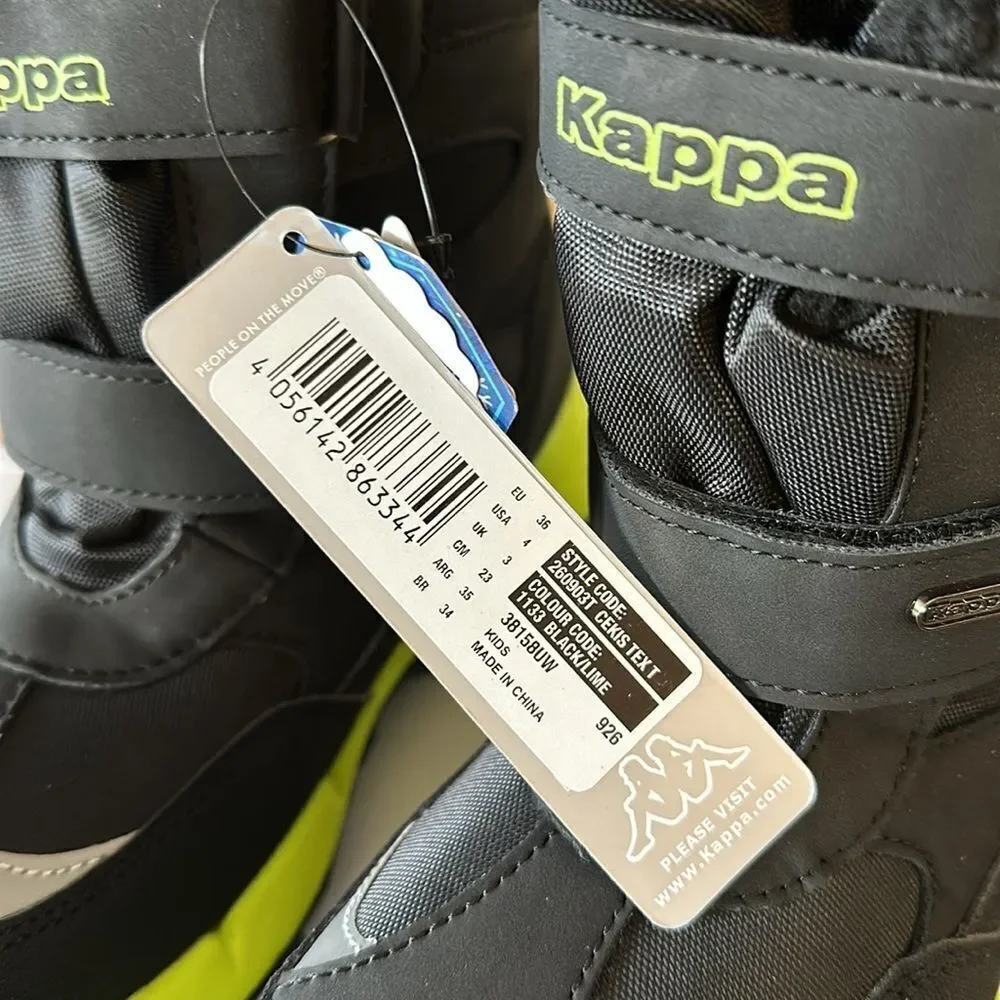 Kappa Cekis Tex K Black/Lime Kids Boot NEW in Box